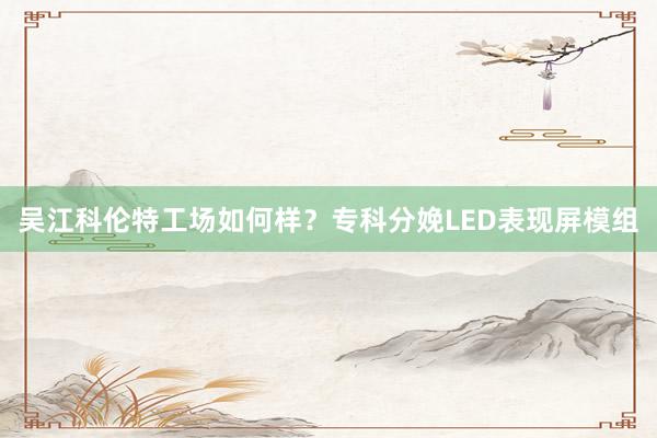 吴江科伦特工场如何样？专科分娩LED表现屏模组